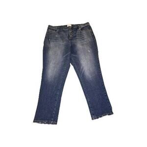 Lane Bryant Sz 20 Straight Leg Jeans Button Fly Soft Stretchy Denim Modern